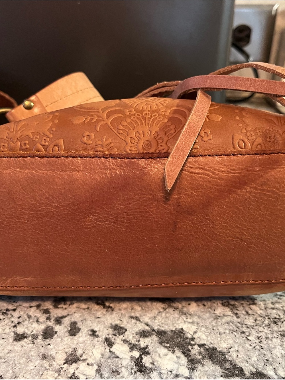 The Sak Silverlake Leather Flap Crossbody Tobacco Floral Embossed Bag - Picture 5 of 10